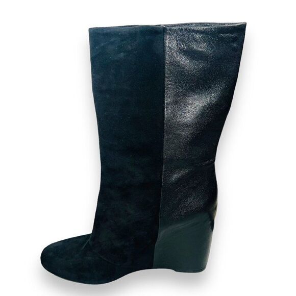 Enzo Angiolini Eabaki Wedge Boots Black Suede / Leather Women's 8 - Picture 6 of 11